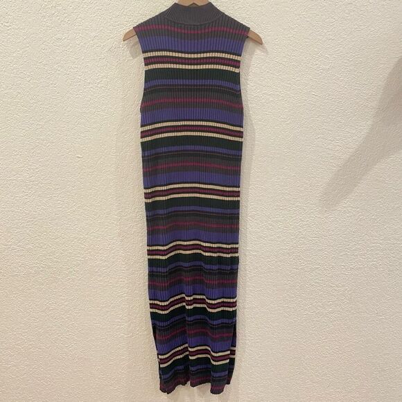 NWT Anthropologie Dolan Anne Ribbed Purple Striped Mock Neck Midi Dress 2X Work - Picture 9 of 10